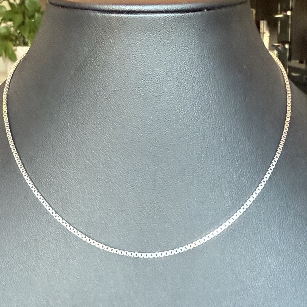15” Vintage Sterling Silver .925 Silver Box Chain Necklace 1mm, 3.8 Grams